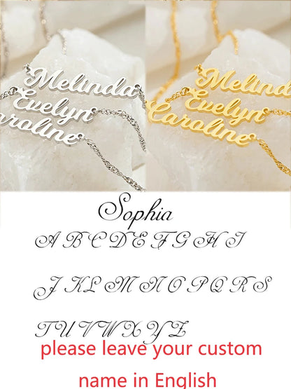 Custom Different Font Name Pendant Necklace for Woman Girls Stainless Steel Nameplate Personalized Choker Necklaces Jewelry Gift