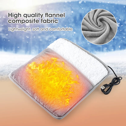 USB Foot Warmer with Soft Flannel, Heated Feet Warmer for Cold Feet, Washable Plug In Foot Heater for Office Home Desk Women