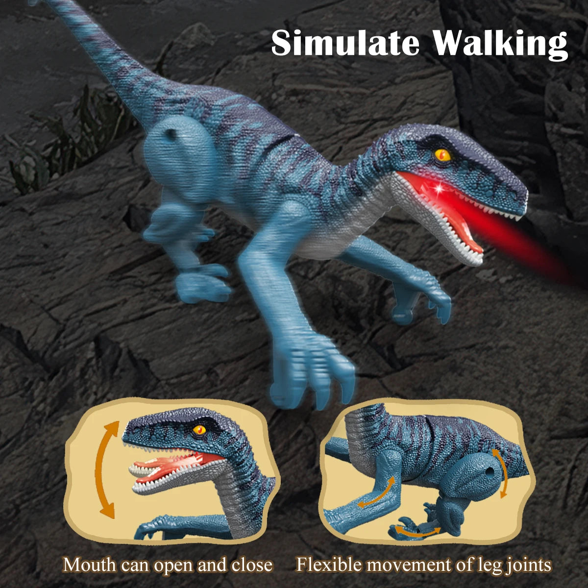 2.4GHz Remote Control Dinosaur Toys, Walking Robots Model with Lights and Sound for Kids Gifts