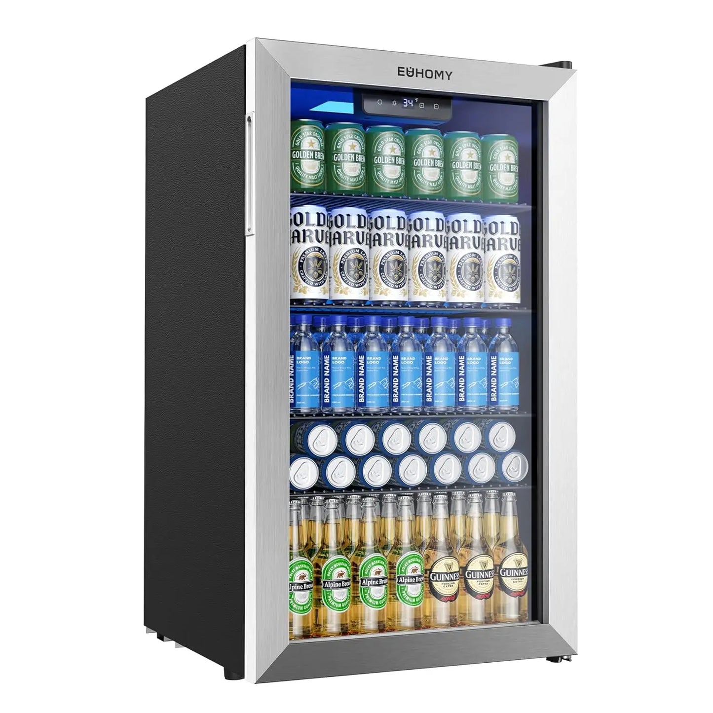 Mini Fridge 130 Can Beverage Refrigerator Cooler Glass Door for Soda Wine Beer, Beverage Cooler for Home, Bar,, Customized