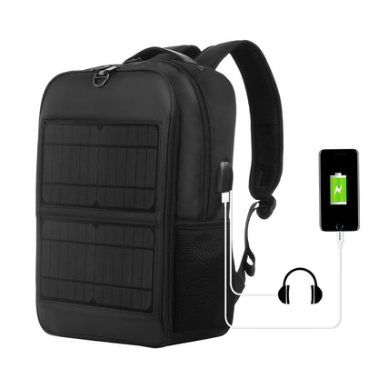 Solar Backpack 14W Solar Panel Powered Backpack Laptop Bag Water-resistant Large Capacity with External USB Charging Port