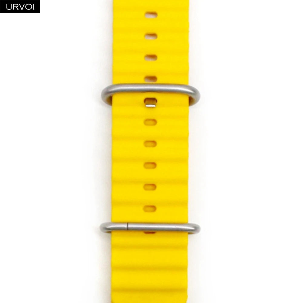 URVOI Ocean Band for Apple Watch Ultra 4 3 2 Strap Series 12 11 10 SE Sport Band for iWatch Silicone Wristband Black Buckle 49mm