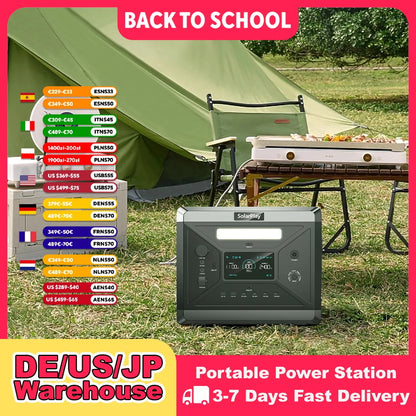 SOLARPLAY Q2501 Portable Power Station 2160WH LiFePO4 Battery with 2400W (4800W Peak) AC Output Solar Generator for Garden Party