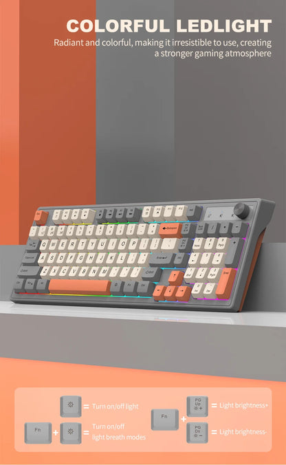 Dual-Mode Wireless Keyboard and Mouse Set 2.4G Dual Bluetooth Keyboard RGB Gaming Keyboard Mouse Kit Mechanical Feel Keyboard