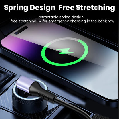 66W 100W Type C TO Type C Cable For iPhone 15 Huawei Xiaomi Samsung Car Spring Cable 6A Short Fast Charging USB C Cable
