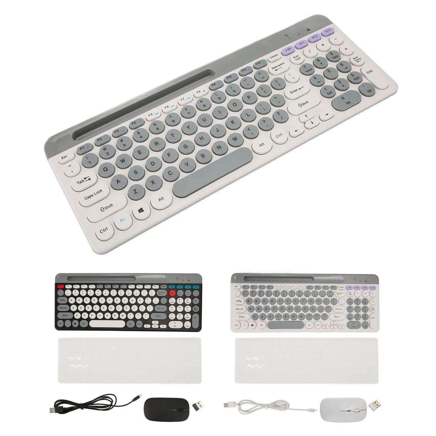 【New】Wireless Keyboard Mouse Set Rechargeable Retro  2.4G Wireless Bluetooth Keyboard Mouse Set Wireless PC Keyboard Mouse Set