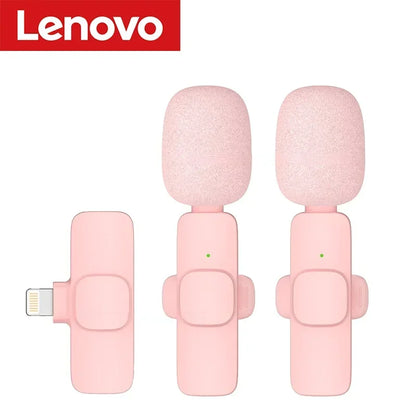 Lenovo 2026 Wireless Lavalier Microphone AI Noise Cancelling For iPhone Android Live Stream Gaming Vlog Plug & Play Receiver