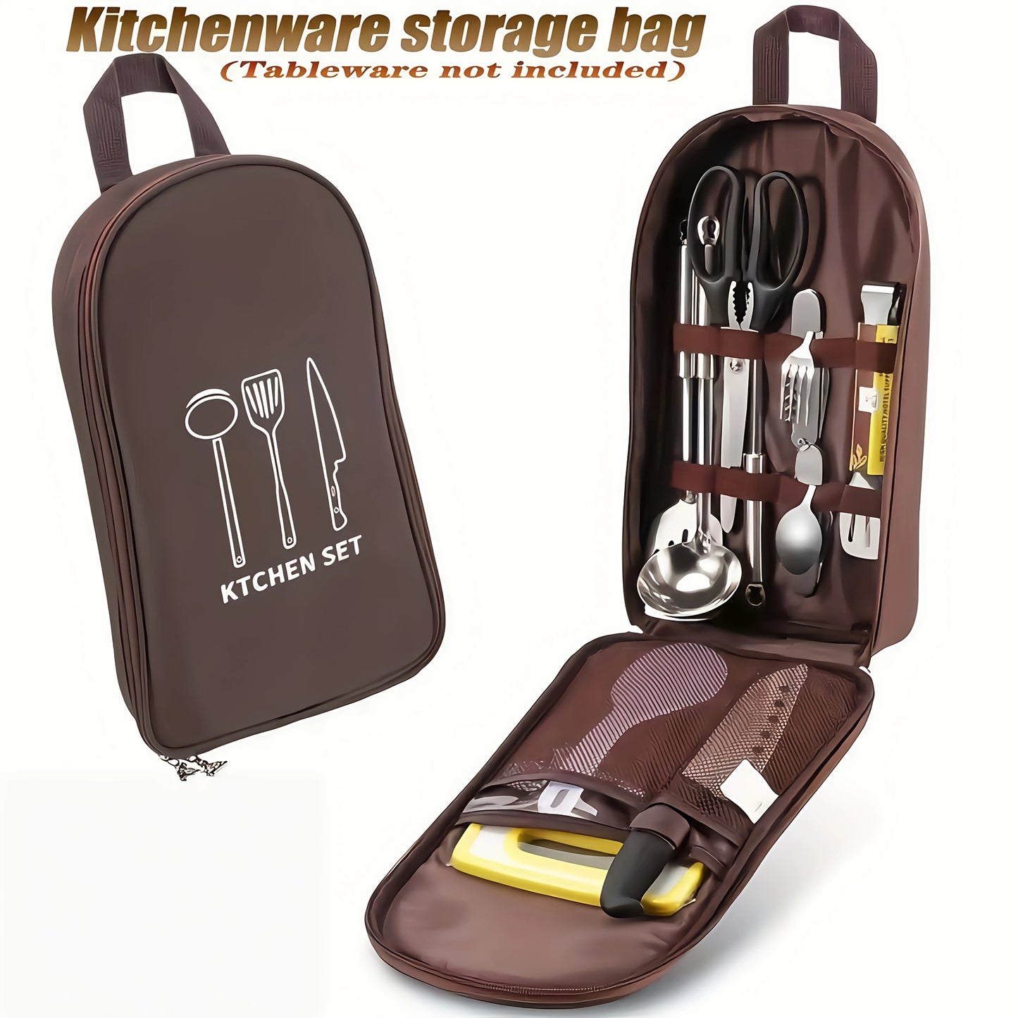 Outdoor Cooking Bag Camping Storage Bag Portable Cooking Utensil Organizer Pouch Picnic Bag Bag Only, No Utensils Included