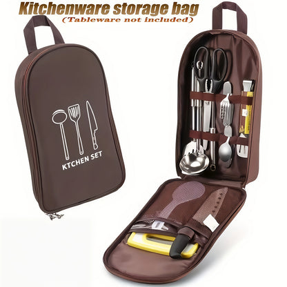 Outdoor Cooking Bag Camping Storage Bag Portable Cooking Utensil Organizer Pouch Picnic Bag Bag Only, No Utensils Included