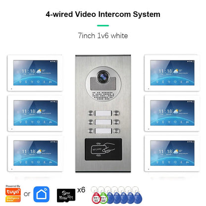 ANJIELO 2-12 Units Apartment Doorbell Video Intercom System Digital Frame Background Music Detection Preview NEW 2026