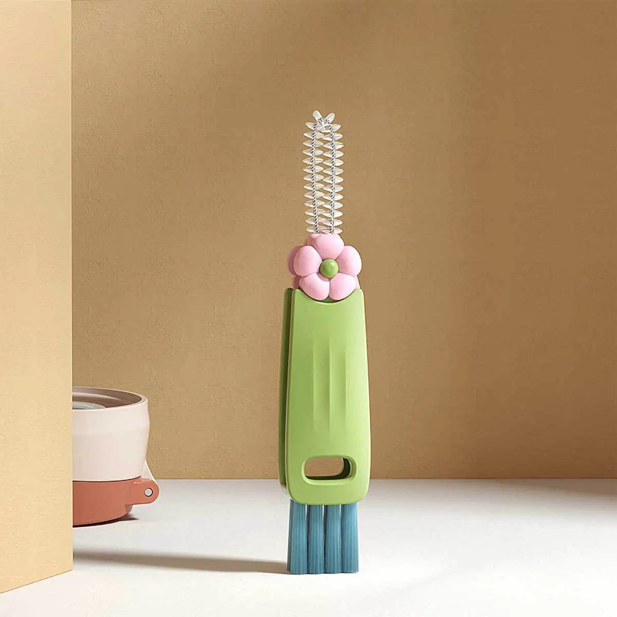 Flower Petal Three-Piece Cup Lid Brush, Water Bottle Gap Straw Cleaner, Cup Lid Gap Cleaning Brush, Cup Cleaning Tool