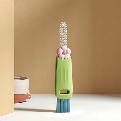 Flower Petal Three-Piece Cup Lid Brush, Water Bottle Gap Straw Cleaner, Cup Lid Gap Cleaning Brush, Cup Cleaning Tool