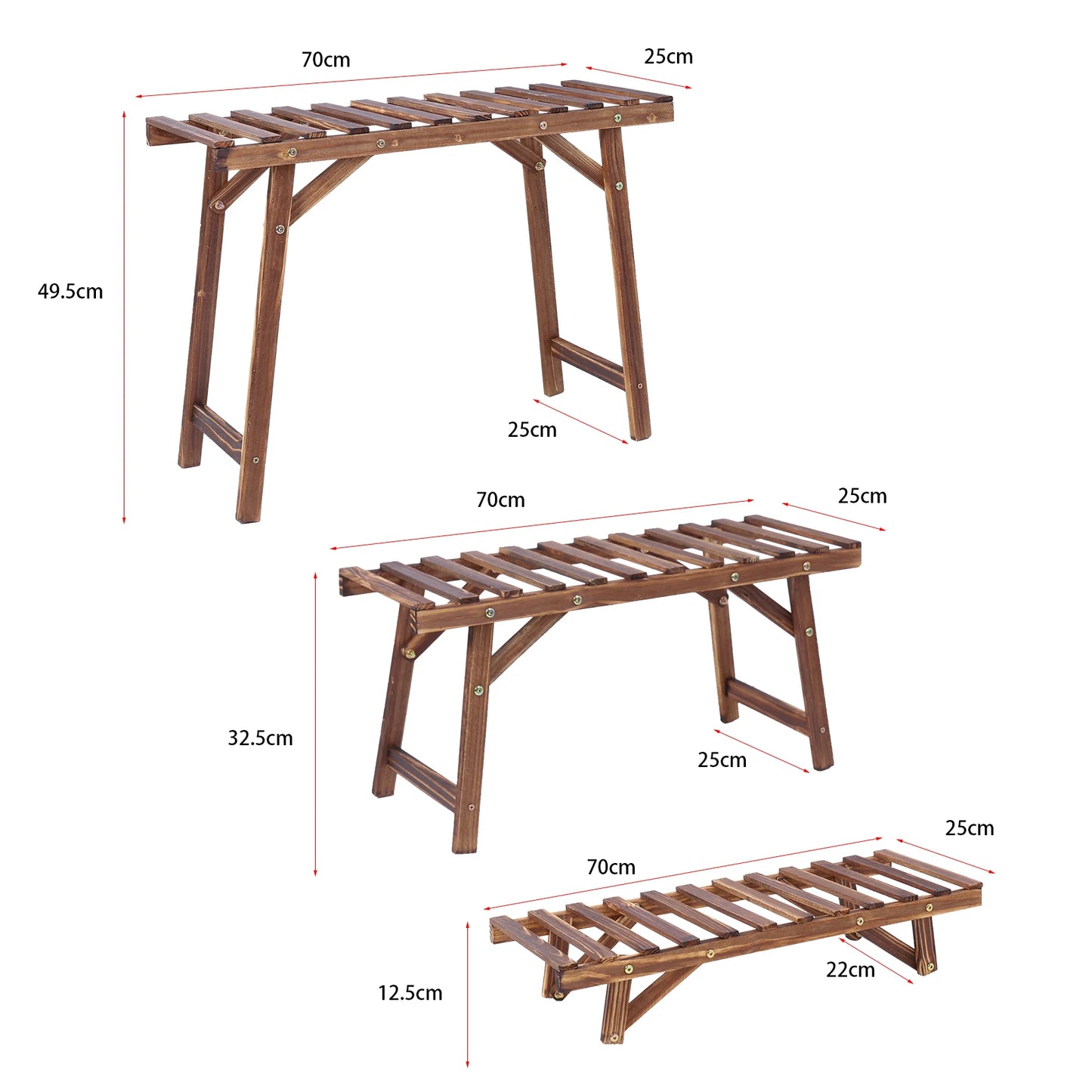 3 Tier Wood Plant Stand Vertical Plant Dislay Shelf In/Ourdoor Plant Rack Balcony Living Room Garden Organizer Plants Holder