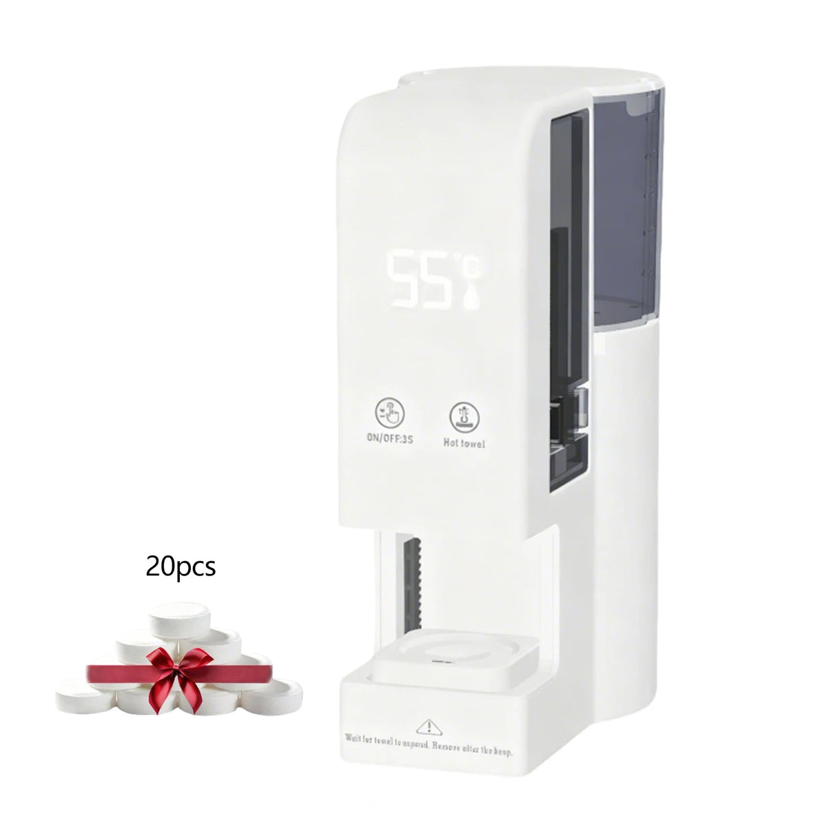 Hot Face Towel Warmer Machine Dispenser 5-Second Warming Disposable with 55°C Constant Temperature & Voice Alerts, Portable