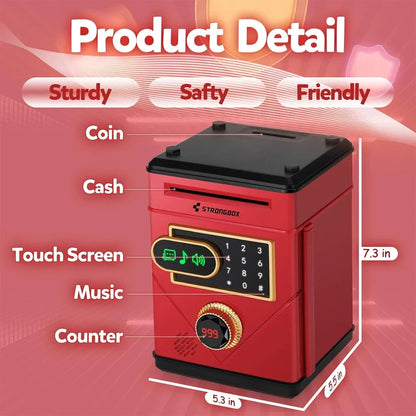 Electronic Touch Screen Piggy Bank Safety Password Mini Intelligent Music Counting Money Coin Bank ATM Banks Toys For Kids Gift