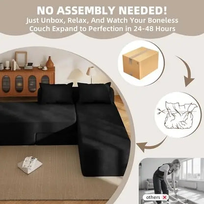 Boneless Sectional Couch, 4 in 1 Convertible Cloud Couch with Reversible Chaise & Deep Seat, Modular Sectional Sofa for