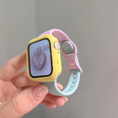 2Pack Silicone Band + Case Set for Apple Watch Correa S11 Women Sport 38mm 40mm 41mm 42mm 44mm 45mm 49mm for iWatch Series Strap