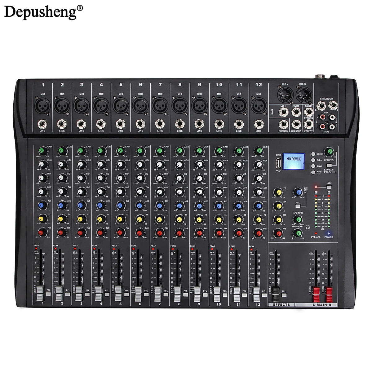 Audio Mixer 6/8/12 Channels Professional DJ Mixer LR Microphone/line