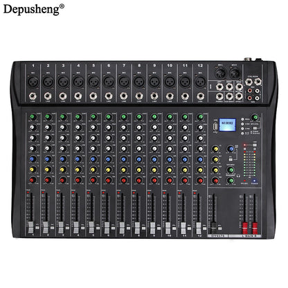 Audio Mixer 6/8/12 Channels Professional DJ Mixer LR Microphone/line