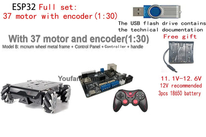 25Kg Load RC Tank V3 Mecanum Wheel Robot Car For Arduino Robot DIY Kit with Encoder Motor and Ps2 Handle Programmable Robot Kit