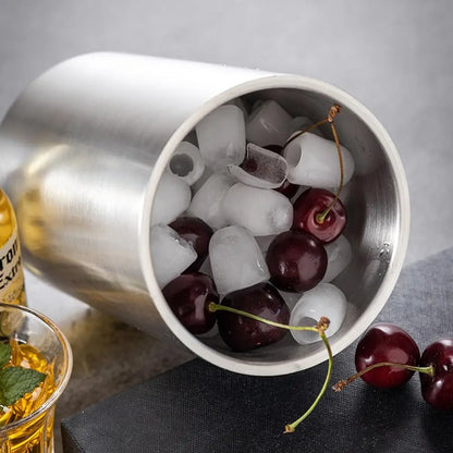 Stainless Steel Wine Cooler Bucket Double Wall Wine Bottle Cooler Holder Champagne Cooler Beer Chiller Ice Bucket Ktv Bar Tool