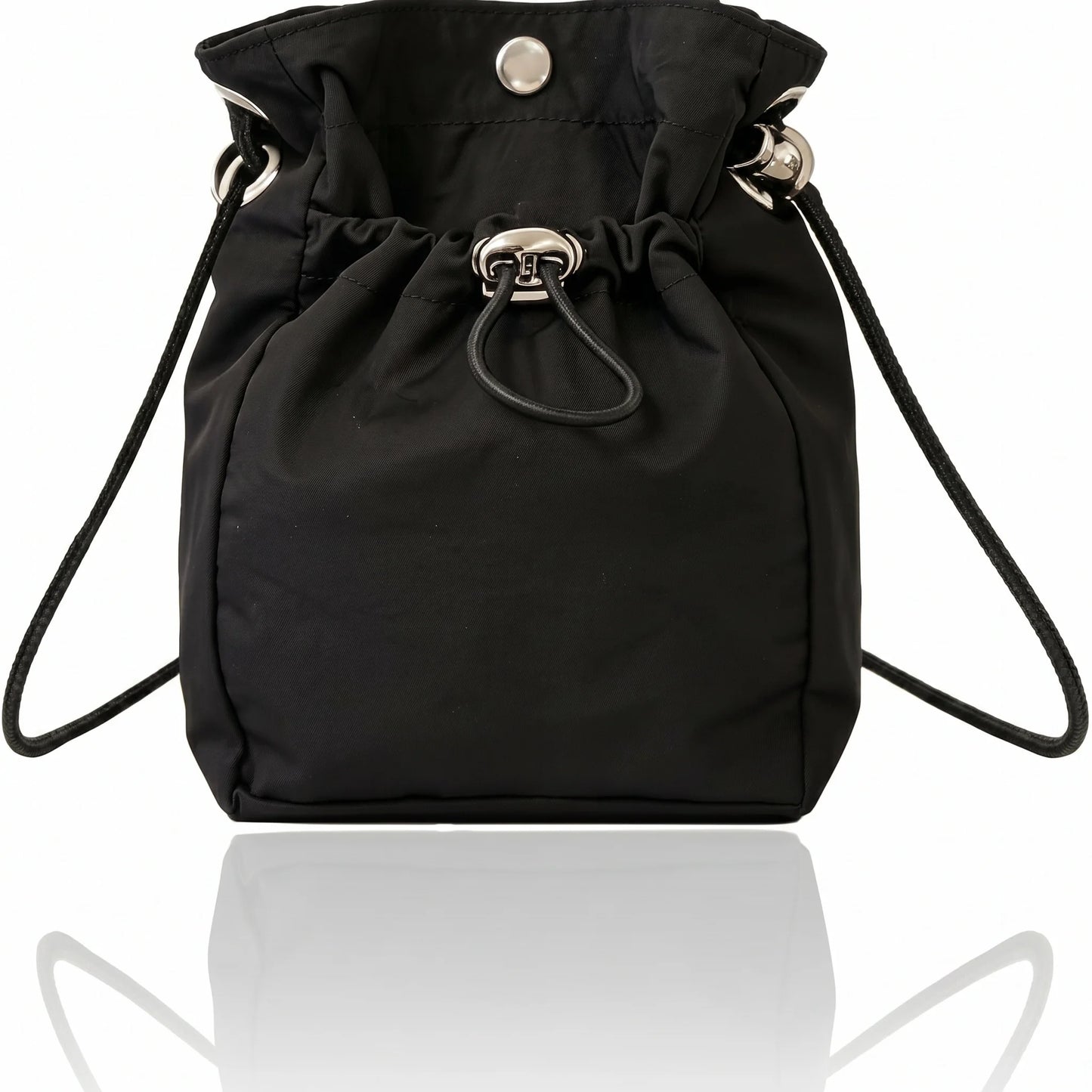 Unisex Lightweight Waterproof Nylon Drawstring Crossbody Bag Mini Dual Closure Adjustable Phone Shoulder Purse Travel Sling Bag