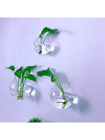 2/4/6/8 Pack Wall Hanging Glass Terrarium - Self-Watering Hydroponic Planter for Home Office Decor, Handmade Round Crystal Vase
