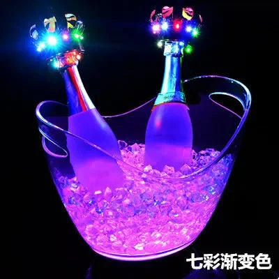Unbreakable LED Ice Bucket Light Up Beverage Cooler for Wine Champagne and Cocktails at Bars and Nightclubs 2L 5L PS ABS