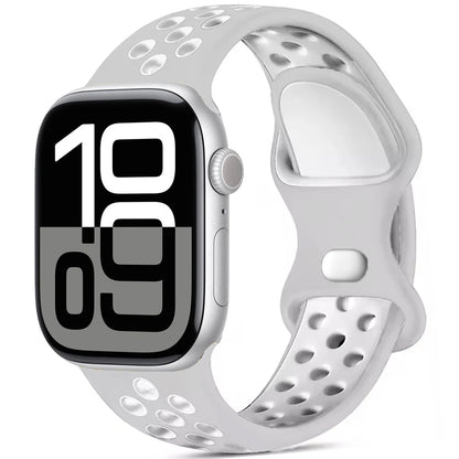 Silicone Strap For Apple Watch 11 10 9 8 7 46mm 45mm 42mm 41mm Ultra 3/2 49mm Breathable Bracelet Wristband iWatch 6 5 4 SE 44mm
