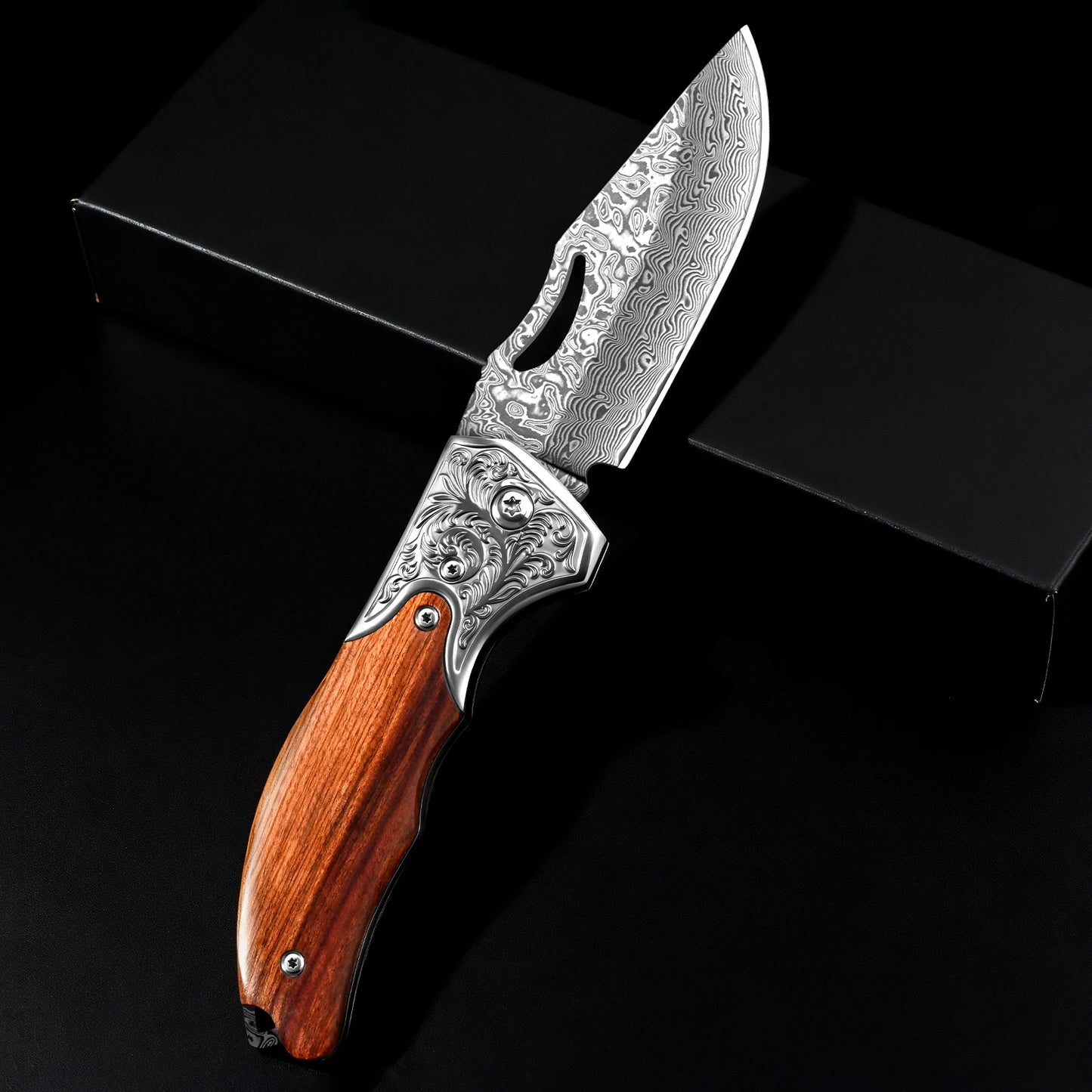 Folding knife 67-layer Damascus Folding Pocket knife with Wooden handle EDC Tools Outdoor Camping Survival knife