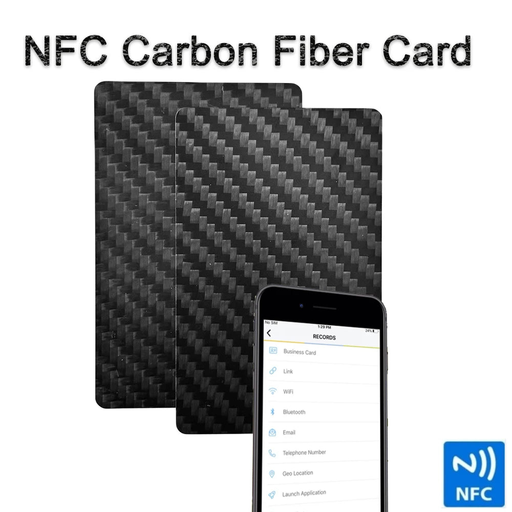 1Piece Digital Business Card Social Share NFC Carbon Fiber Smart NFC Card Business Card Fast Reading Ntag 215 Blank NFC Card