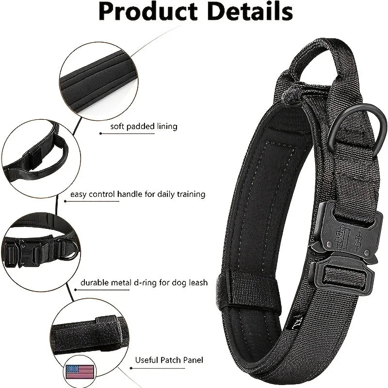Tactical Dog Collar Military Nylon Heavy Duty K9 Collar Quick Release Buckle Adjustable Training Collar For Large Dogs