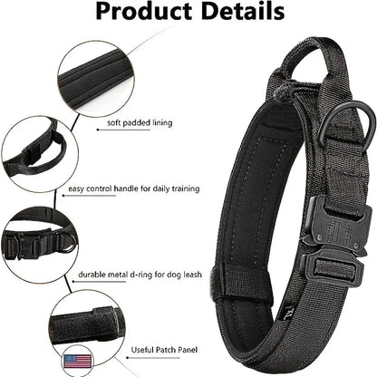 Tactical Dog Collar Military Nylon Heavy Duty K9 Collar Quick Release Buckle Adjustable Training Collar For Large Dogs
