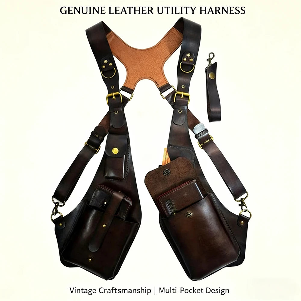 Retro Anti-Theft Double Shoulder Armpit Bag Outdoor Fashion Adjustable Wallet Phone Case For Men Shoulder Bags