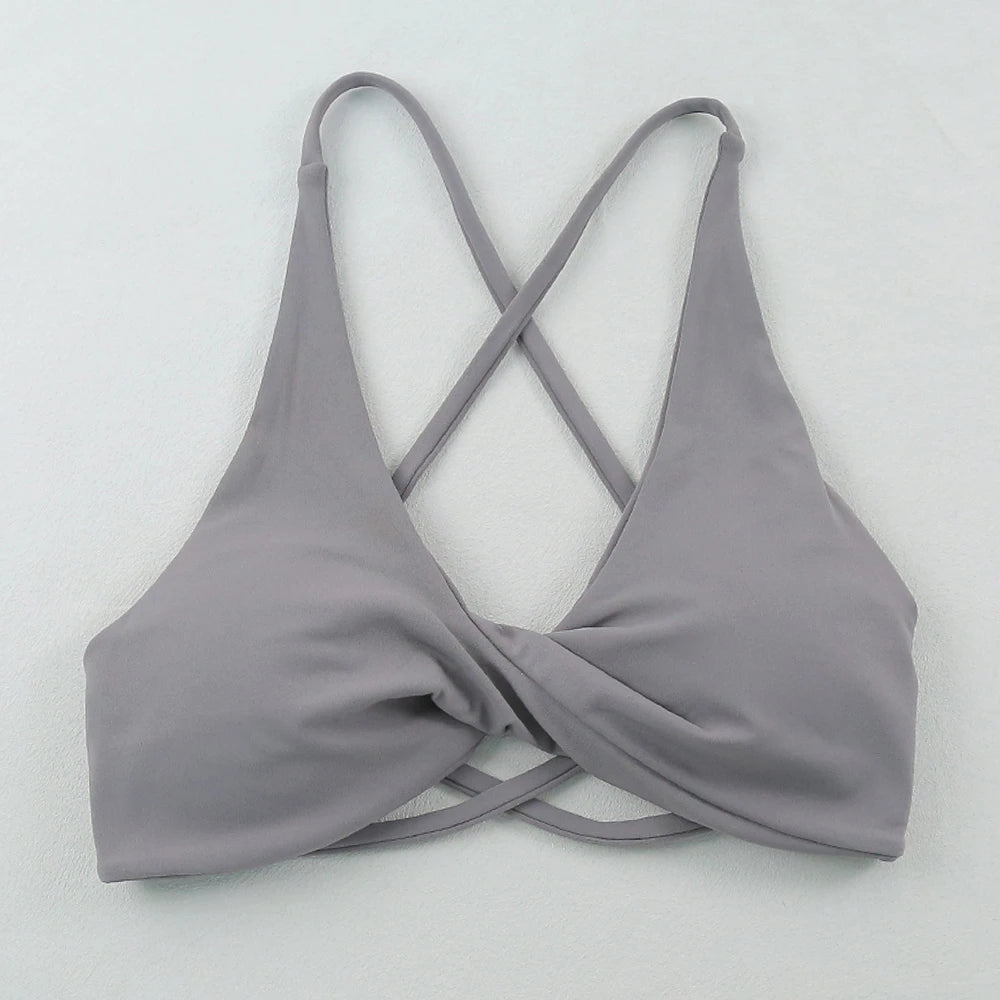 Sexy Slim Shoulder Straps Somfortable High Stretch Sports Underwear Gym Workout Breathable Detachable Yoga Bra