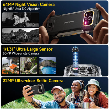 Ulefone Armor 27T Pro+ 5G THERMAL Rugged Phone 10600mAh 6.78" 120Hz Smartphone 50MP+64MP Night Camera 24GB+256GB NFC Android 15