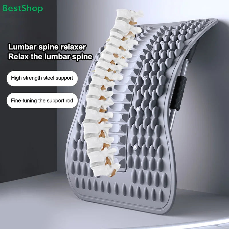 〔R〕Back Stretcher with Acupuncture Massage Nodes, Stepless Adjustable Lumbar Support Device for Lower Back Pain Relief