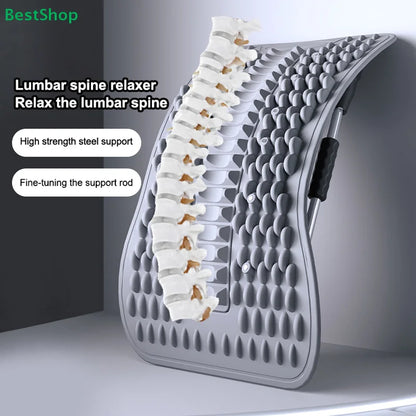 〔R〕Back Stretcher with Acupuncture Massage Nodes, Stepless Adjustable Lumbar Support Device for Lower Back Pain Relief