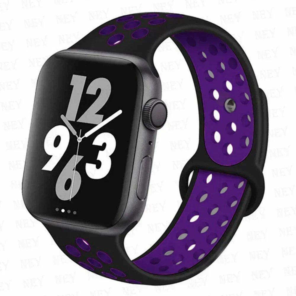 Silicone Sport Straps For Apple Watch 10 Band 45mm 44mm Ultra2 49mm 38/40mm 41mm 42 46mm Bracelet iWatch Series 8 7 6 4 5 3 9 SE
