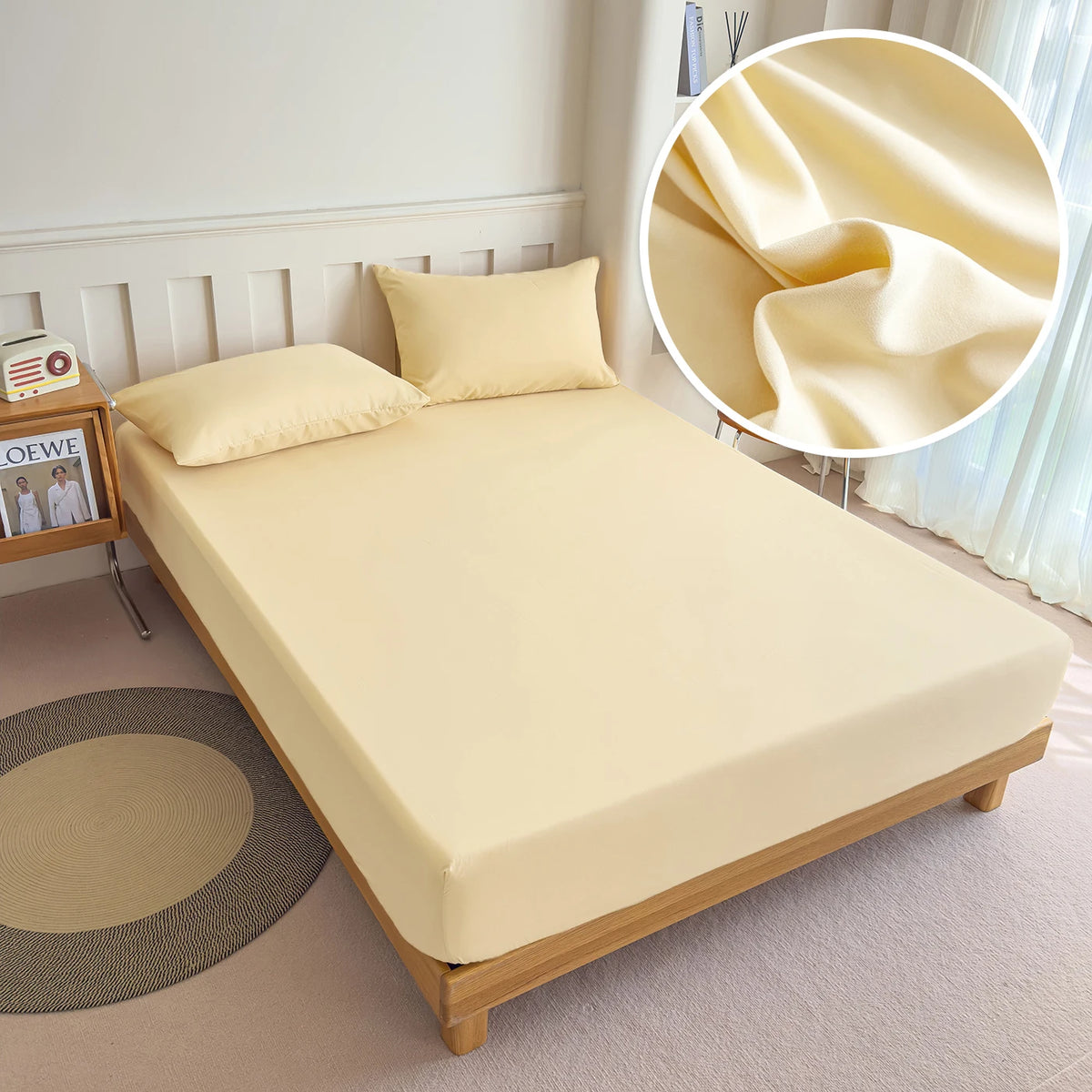 90/120/150/180x200 Fitted Bed Sheet with Elastic Band Solid Color