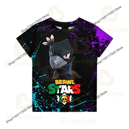 Kids' Game Character Graphic T-Shirt | Short Sleeves & Crew Neck | Casual Wear & Streetwear