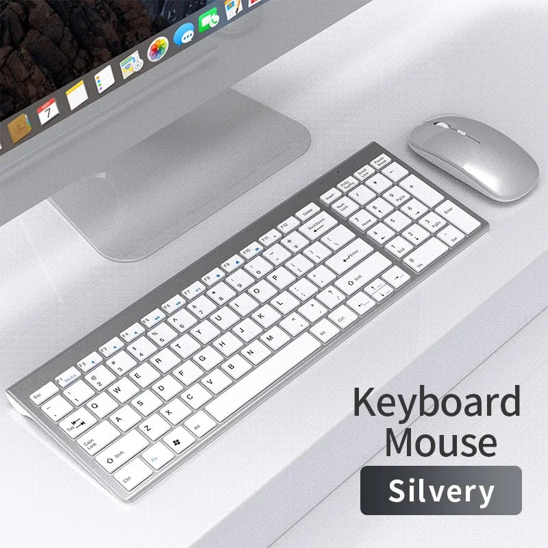 Wireless Keyboard and Mouse Combo Bluetooth 5.0 & 2.4G Rechargeable Multimedia Keyboard Mouse Set for Laptop PC TV iPad Android