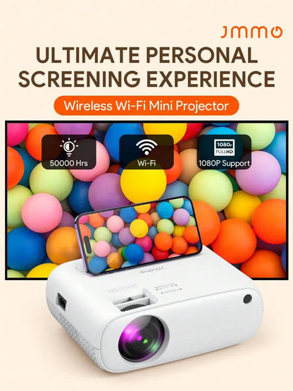 Projector, wireless Wi-Fi projector, full HD 1080P portable projector, suitable for movie projection on iOS/Android phones/tablets/laptops/PCs/USB drives/DVDs