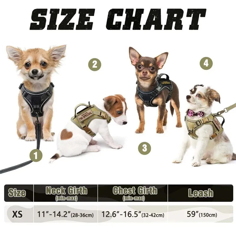 1PC Tactical Dog Harness with Handle, Reflective Military Vest for Small Dogs, Outdoor Training & Walking