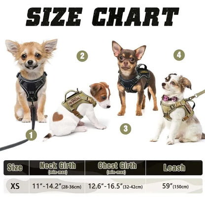 1PC Tactical Dog Harness with Handle, Reflective Military Vest for Small Dogs, Outdoor Training & Walking