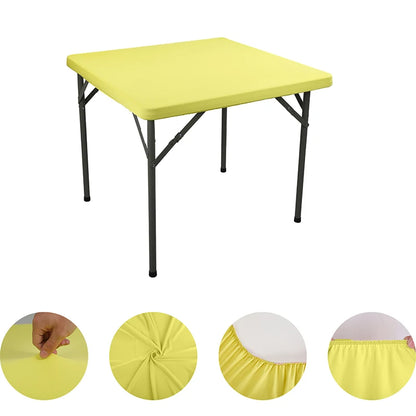 Square Elastic Edge Fitted Table Cover Stretch Cocktail Tablecloth For Wedding Picnic Banquet Party Decor Table Cloth