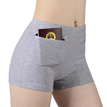 Plus Size Women Safety Short Pants Soft Boyshort Under Skirt Shorts With Zipper Pockets Breathable Theft-proof Female Underwear