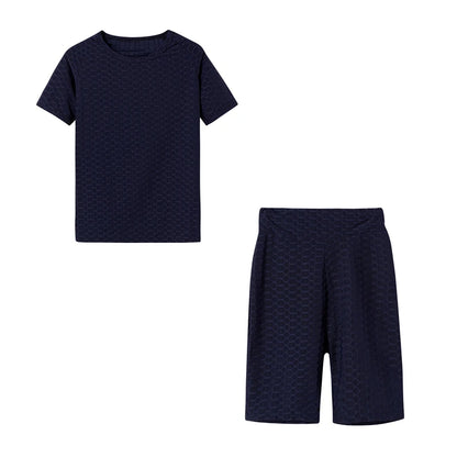 2024 New Summer Round-neck Solid Color Short-sleeved Two-piece Yoga Shorts Women's Sports Suit