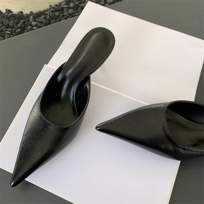 Luxury Designer Women's Shoes New Exquisite Pointed Tip High Heeled Slippers for Woman Fashion Baotou Casual Shoes Zapatos Mujer