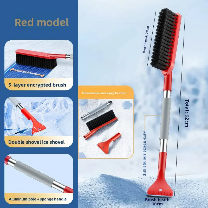 2-in-1 Car Snow Removal Brush & Ice Scraper | Multi-Functional Winter Snow Shovel with Extendable Handle | Auto Windshield Defrost Tool